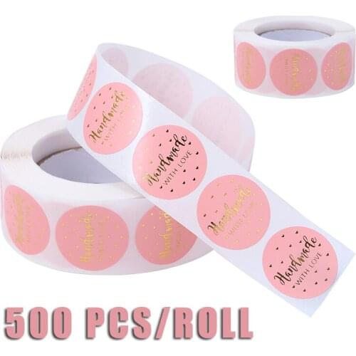 1 Roll Handmade Food Labels with love Stickers Labels Round DIY Handmade Food Stickers for Crafts Food Gifts