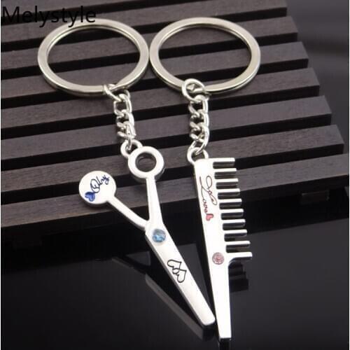 2019 Personality Hair-Dryer Combs Scissors Pendant Keychain Hairdressing-Tools Hair Stylist Scissor Blow Salon Creative Gift