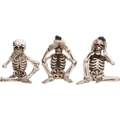 3 PCS Resin Skeleton Ghost Realistic Shape Abstract Ornaments Halloween Realistic Props Best Novelty Gifts Decoration Original