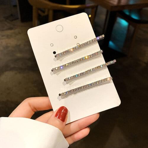 4Pcs Bling Bling Crystal Rhinestones Hair Clips Metal Hairpin Barrettes Ornament Hair Styling Tool Accessories for Women Girls