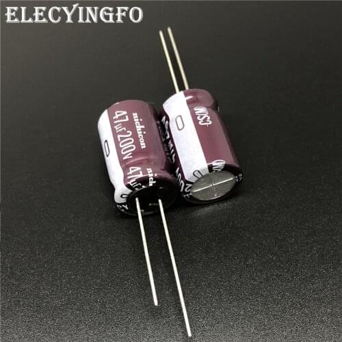 5/50pcs 47uF 200V47uf NICHICON CS Series 12.5x20mm High Ripple Current High Reliability 200V47uF Aluminum Electrolytic capacitor