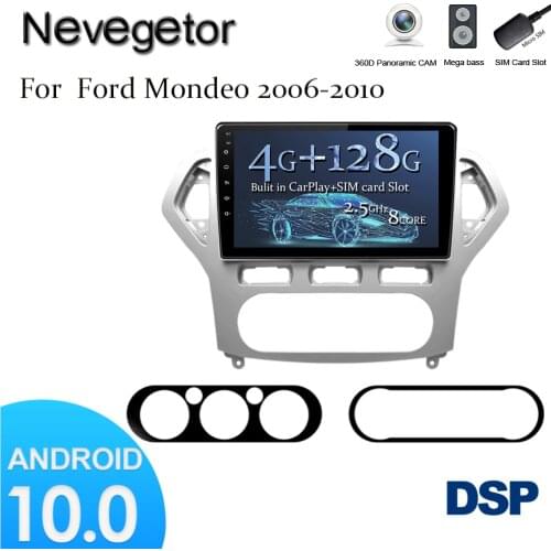 Android 10 For Ford Mondeo 2007-2010 Car Radio Multimedia Video Player GPS Navigation NO DVD 2 Din Octa-Core DSP IPS