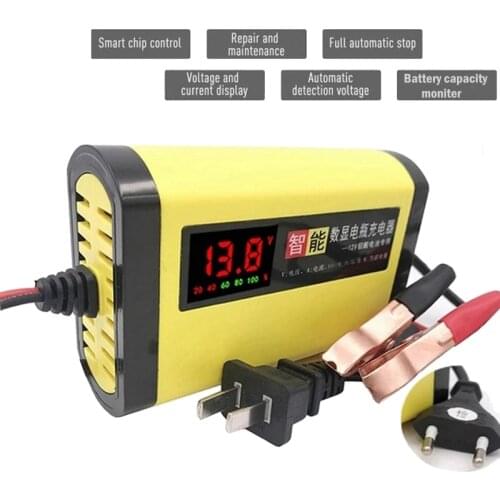 New 12V 2A Car Auto Battery Charger LED Display 220V EU US Smart Automotive Truck Motorcycle Car Charger For 12V 12AH 14AH 20AH