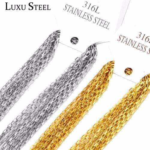LUXUSTEEL Long Necklace Women Men Stainless Steel Geometry Shape 10Pcs/Lots Chains Necklace Bulk Sale Accessories Party