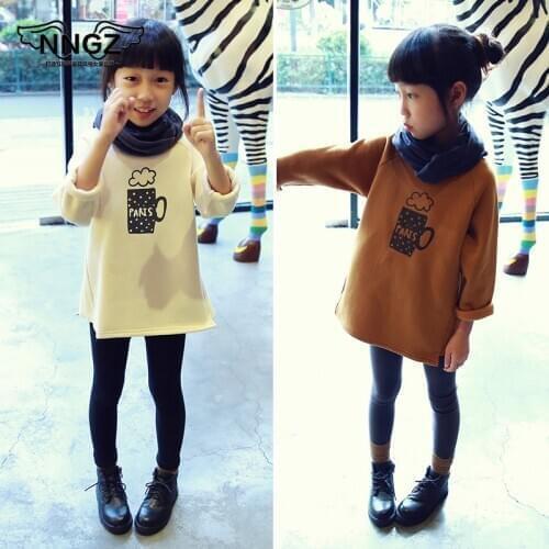 2019 Children Fleece Kids t Shirts Top Fashion Children Clothes For Girls Warm Spring tshirts Long Sleeve Girls t shirt