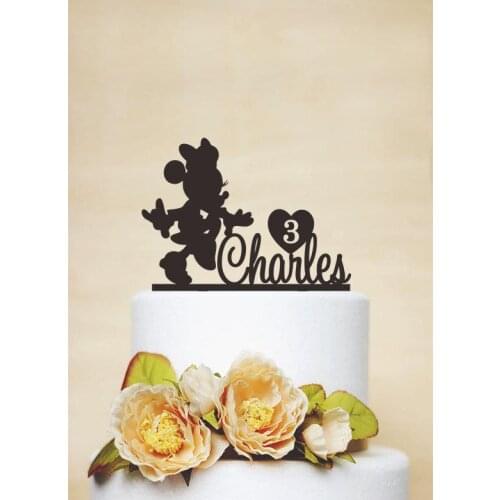 Girl Mouce Cake Topper With Baby Name,Baby Name Cake Topper,Birthday Cake Topper With Name And Age,Baby Shower