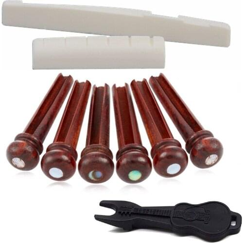 Guitar Bridge Pins 6PCS Acoustic Guitar Cattle Bone Bridge Pins Inlaid, Acoustic Guitar DIY Replacement Parts