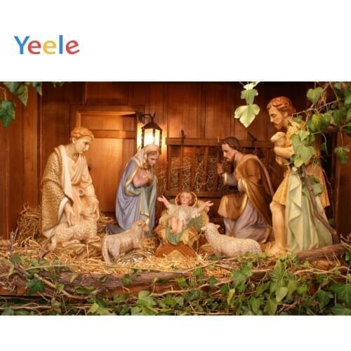 Christianity Birth Of Jesus Virgin Mary Wooden Shelf Sheep Backdrop Photography Custom Photographic Background For Photo Studio