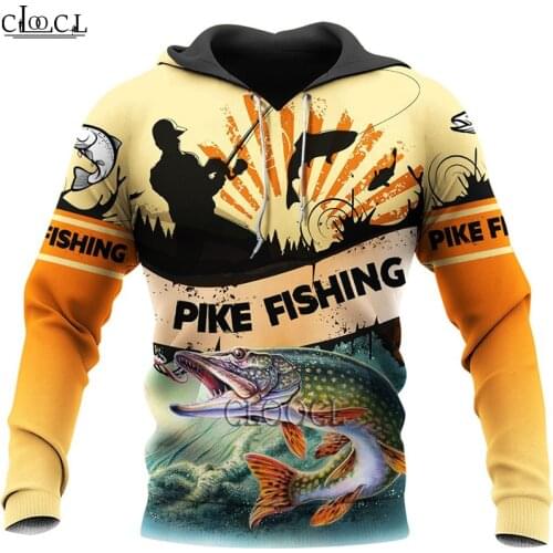 HX Newest Beautiful Pike Fishing 3D Print Men Hoodie Harajuku Fashion Sweatshirt Unisex Fsahion Zipper Pullover Drop Shipping