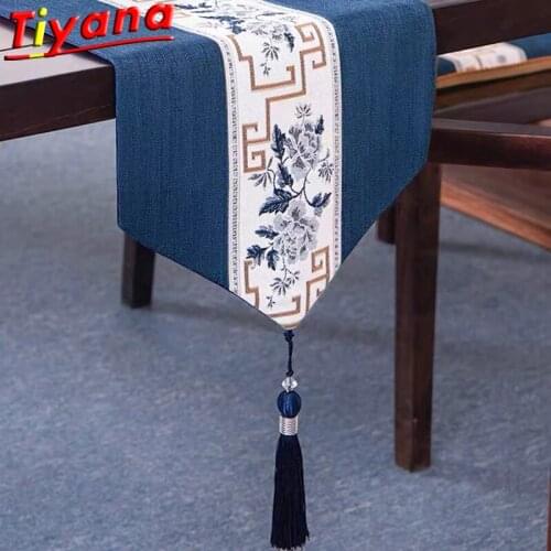 Chinese Classical Tassel Table Runner Table Fabric Cloth Table Decoration for Kitchen Table ZB-HM695 &VT