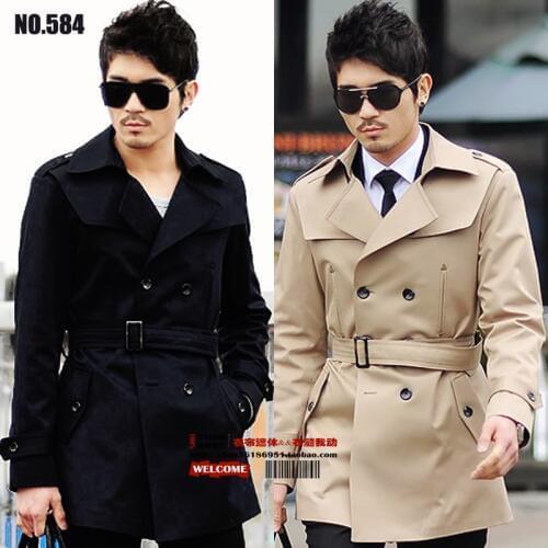 Hot !! Free Shipping 2020 Spring Casual Outerwear Belt Double Breasted Slim Medium-long Men Trench Coat Clothing / S-xxxl