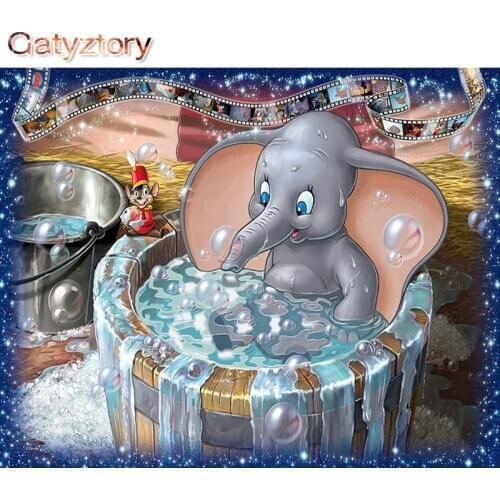 Cartoon Paint By Numbers elephant Photo Frames 60x75cm children Canvas Handmade gift animals Decoration home Gatyztory Diy Kit