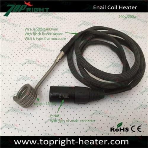 Enail coil heater for smoke, ID16mm, length15mm, 240v200w, with 5pin xlr male connector