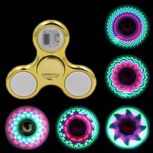 New Electroplating Three Leaf 18 to 36 Change LED Flash Fidget Spinner Toy Flash finger gyro decompression toy