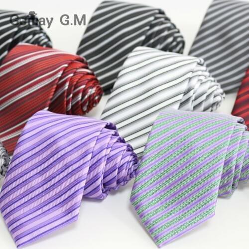 New fashion polyester Microfiber woven Mens Neckties 7.0 width Classic thin Striped ties for man Free Shipping