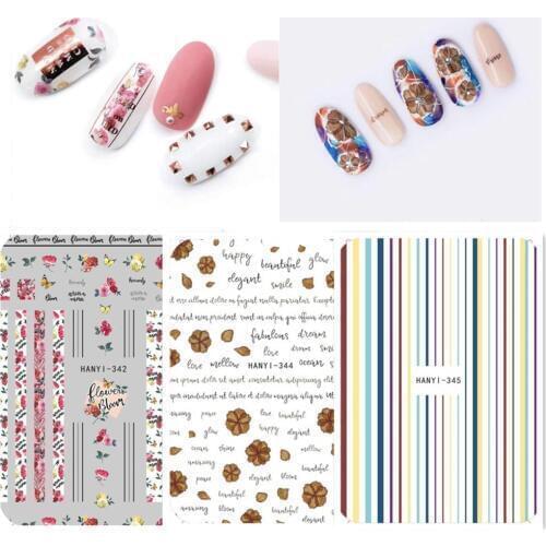 Nail sticker Newest Hanyi 342 344 345 flowers series nail decals Japan style rhinestones DIY nail art decoration tools