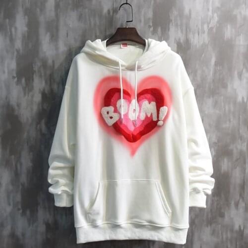 Beiqi New Love Flocking Cardigan Sweater Mens Loose Country Fashion Brand Hooded Couples Top Fashion tshirt