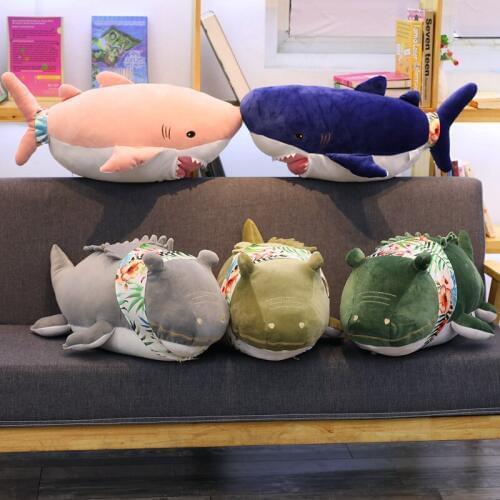 70cm New Shark&Crocodile Plush Toy Pillow Stuffed Animals Simulation Big Sharks Doll Pillow+Blanket for Children Birthday Gifts