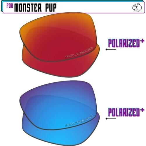 EZReplace Polarized Replacement Lenses for - Oakley Monster Pup Sunglasses - BlueP Plus-RedP Plus