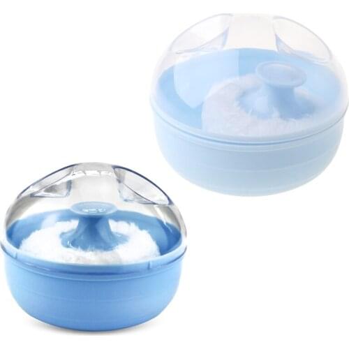 Portable Baby Soft Body Talcum Powder Puff Sponge + Box Case Container Useful