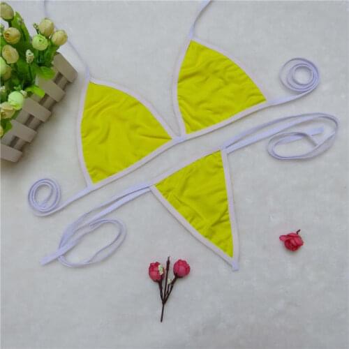 See through bikini Sexy swimwear women swimsuit women biquini mini bikinis Solid color Edging Halter Lace How many Large size