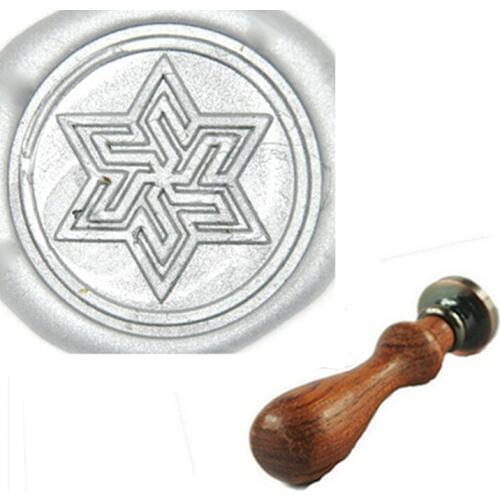 Hexagram Wax Seal Stamp, Brass Head with Wooden Handle, Wedding Invitation Wax Seal Sealing