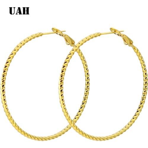 UAH Punk Big Size Hoop Earrings Brincos Trendy Party Exaggerated Gold Silver Color Round Circle Earrings for Women Jewelry