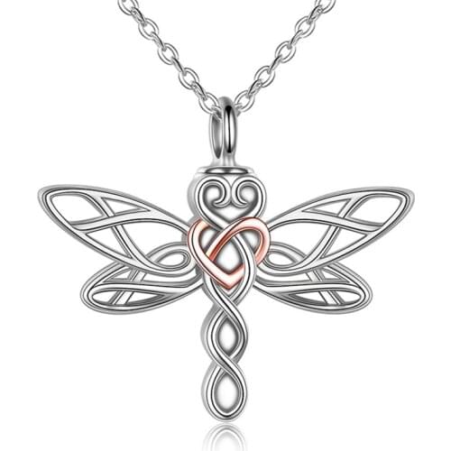 Cremation Jewelry - Dragonfly /Urn Ashes Necklace Gifts for Women Knot Irish Jewelery for Girls