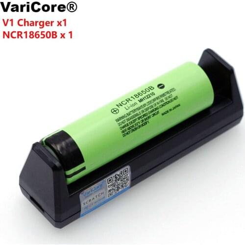 VariCore V1 18650 Smart battery Charger + 1PCS NCR18650B 3400mAh Li-ion Battery 3.7V Flashlight batteries