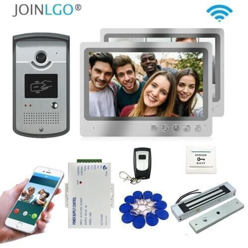 WIFI Video Intercom Door Phone Record System Remote View Unlock RFID Unlock Camera Doorbell Magnetic Lock 2 X 9 inch Monitor