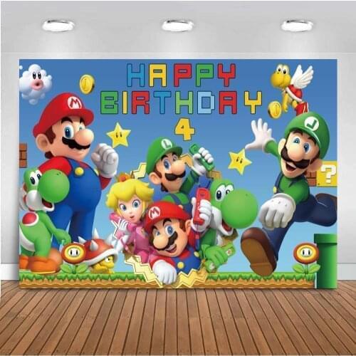 Kids Cartoon Happy Birthday Backdrops Table Decor Boys Game Theme Party Newborn Baby Custom Photographic Studio Background Vinyl