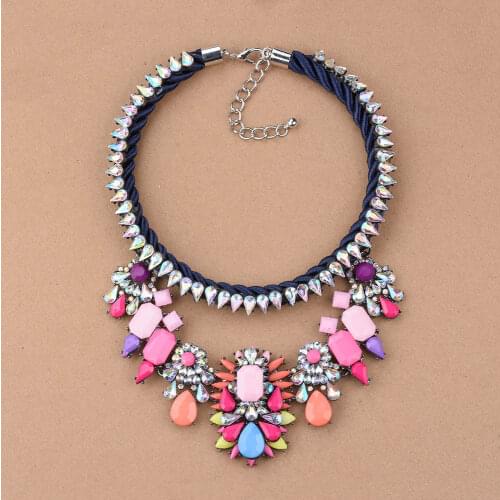 Vintage Colorful Rhinestone Fashion Necklaces Wholesale Shourouk Choker Statement Necklace & Pendant Flower Women Collar Jelwery