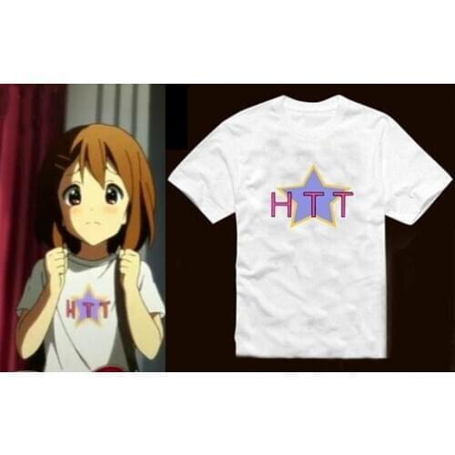 Top Quality Cute K-ON T-shirt Star HTT Pattern Cotton Short Sleeve T Shirt Anime Youth Lady Tops Tees