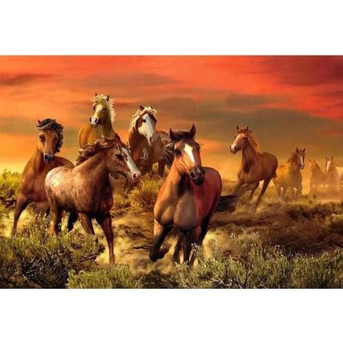 Yujohom 5D Diy Diamond Painting By Number Grassland Wild Horse Running Scenery Diamond Embroidery Full Square Diamond Mosaic Kit