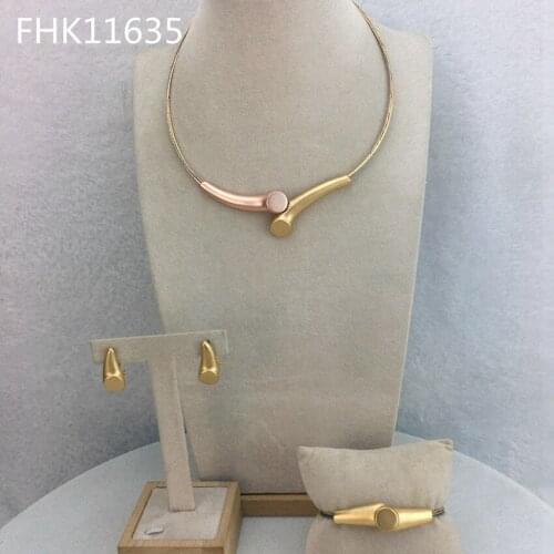 Yuminglai Jewelry Set Simple Fashion Necklace Earrings and Bracelet Nigeria Party Jewelry Sets for Women FHK11634