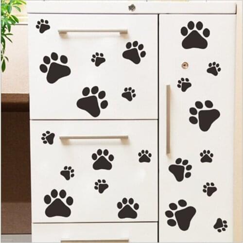 Funny Dog Cat Paw Wall Stickers For Kids Room Home Decal Wall Paper DIY Cabinet Door Food Dish Kitchen Bowl Car Decor Sticker