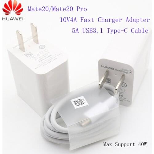 40W Charger Original HUAWEI Super Charge 40W Quick Charger 10V/4A 9V/2A P30 Pro Mate 20 Pro X RS Mate10 P20 P10 Mate10 Magic