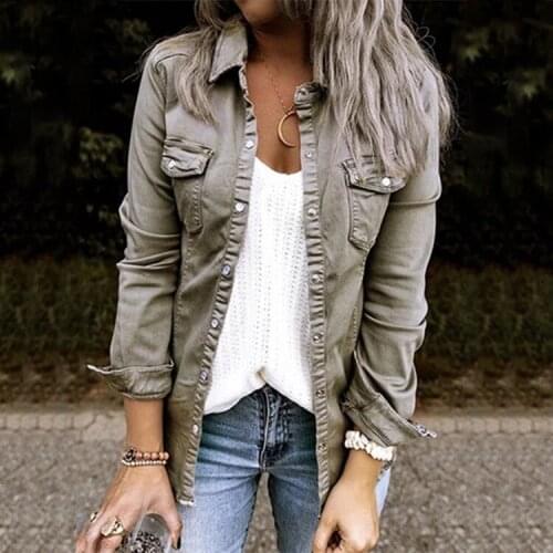 Denim Jacket European and American Mid-length Ripped Denim Shirt Jacket Women