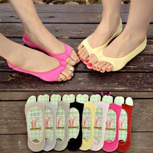New 1 Pair Women Cotton Toeless Peep Toe Socks Invisible Low Cut Sock Open Toe Toeless Shallow Mouth Liner Socks Sock Slippers