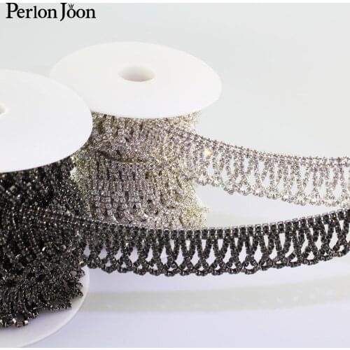 1 yard Shaking and sparkling rhinestone trim crystal webbing decorative diamond chain clothing accessories ML089