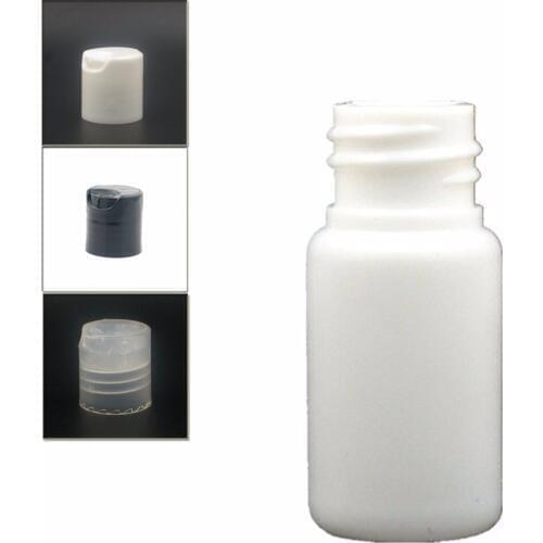 10ml empty Plastic Bottles, white PE bottle with black/transparent/white disc-top cap X 10