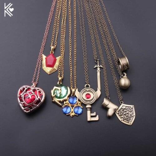 10 Style The Legend of Necklace Evil Eye Key Pendant Red Heart Pendant Lovers Friendship Gift Game Jewelry Accessories