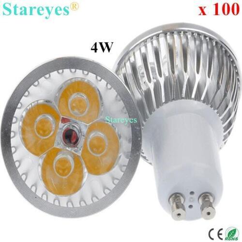 100 pcs Dimmable 4W 3W GU10 E27 E14 B22 GU5.3 MR16 LED Spotlight bulb Downlight lamp led lamp led light led droplight Lighting