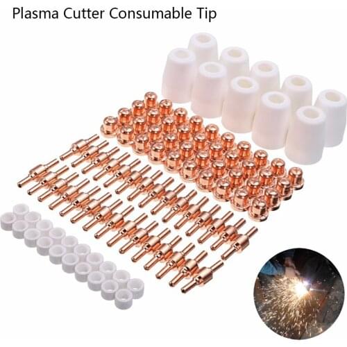 100Pcs Plasma Cutter Tip Electrodes & Nozzles Kit Consumable Accessories For PT31 CUT 40 50 Plasma Cutter Welding Tools