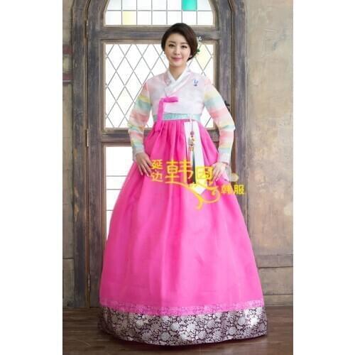 2019 Cute Hanbok Dress Korean Modern Woman Hanbok High Waist Bride Wedding Party Dress Cosplay Hallowen Gift
