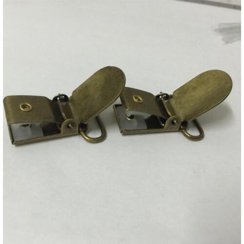 25pcs/lot 20mm Metal Antique Bronze Tone Hook baby Dummy Pacifier Holder Clips Suspender Clip Soother clips for ribbon