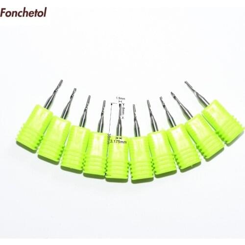 3.175mm*1.5mm*8mm-10pcs,CNC solid carbide end mill,woodworking router bit,1 Flute spiral milling cutter,MDF,acrylic,PVC,wood