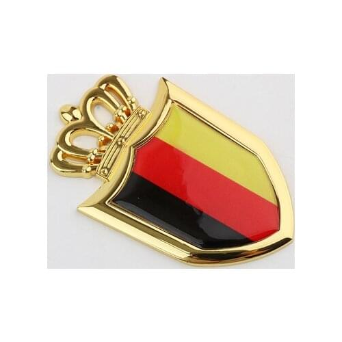 3D Auto Metal Golden Germany Flag Crown Shield Car Emblem Badges Decal Sticker Automobile Accessories