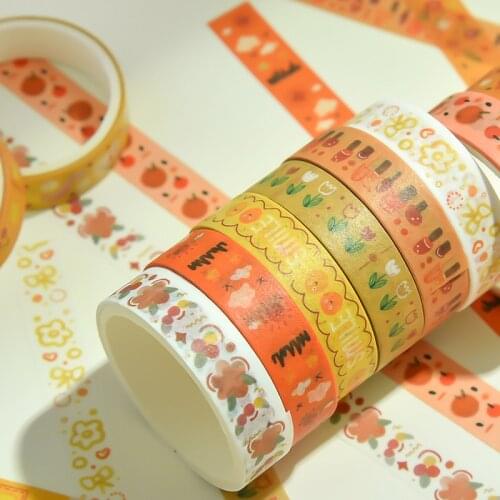 5 Rolls /Box Cute Fruit Geometry Basic Washi Paper Decorative Tape Hand Account DIY Label Stickers