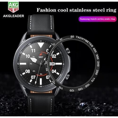 AKGLEADER For Samsung Watch 46mm 42mm Original Steel Ring Sticker for Samsung Galaxy Watch 3 41mm 45mm cover